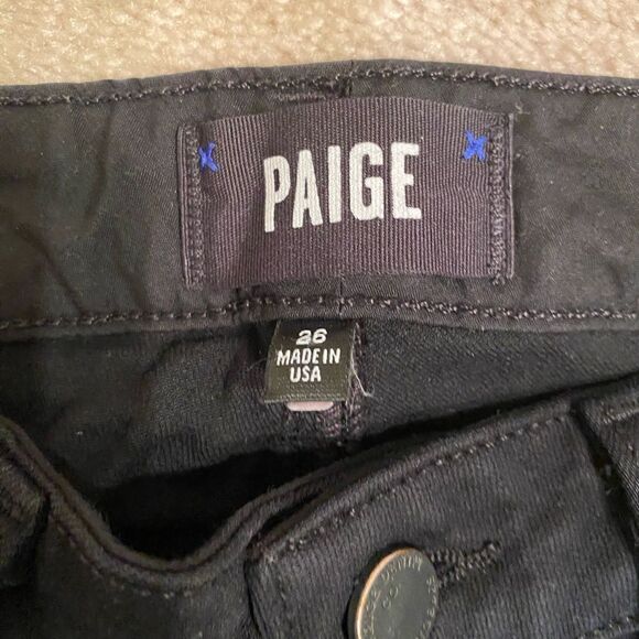 Paige Hoxton Ankle Black Jeans Frayed Hem - Picture 2 of 5